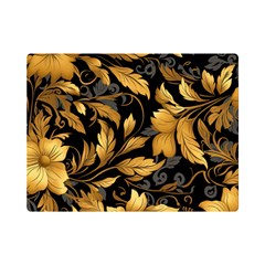 Flower Gold Floral Premium Plush Fleece Blanket (mini)