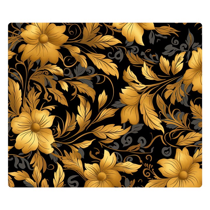 Flower Gold Floral Premium Plush Fleece Blanket (Small)