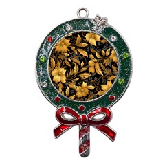 Flower Gold Floral Metal X mas Lollipop With Crystal Ornament