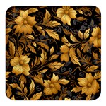 Flower Gold Floral Square Glass Fridge Magnet (4 pack) Front