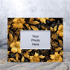 Flower Gold Floral White Tabletop Photo Frame 4 x6  by Vaneshop