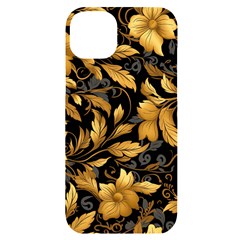 Flower Gold Floral Iphone 14 Plus Black Uv Print Case