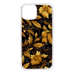 Flower Gold Floral Iphone 14 Tpu Uv Print Case