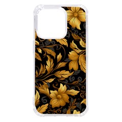 Flower Gold Floral Iphone 14 Pro Tpu Uv Print Case by Vaneshop