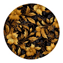 Flower Gold Floral Round Glass Fridge Magnet (4 Pack)