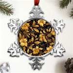 Flower Gold Floral Metal Small Snowflake Ornament Front