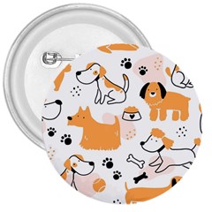 Seamless Pattern Of Cute Dog Puppy Cartoon Funny And Happy 3  Buttons by Wav3s