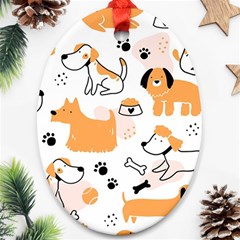 Seamless Pattern Of Cute Dog Puppy Cartoon Funny And Happy Ornament (oval) by Wav3s