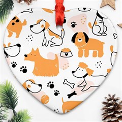 Seamless Pattern Of Cute Dog Puppy Cartoon Funny And Happy Ornament (heart) by Wav3s