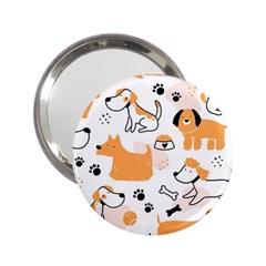 Seamless Pattern Of Cute Dog Puppy Cartoon Funny And Happy 2 25  Handbag Mirrors by Wav3s