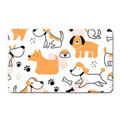 Seamless Pattern Of Cute Dog Puppy Cartoon Funny And Happy Magnet (rectangular) by Wav3s