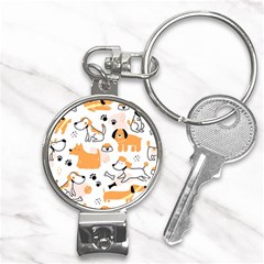 Seamless Pattern Of Cute Dog Puppy Cartoon Funny And Happy Nail Clippers Key Chain by Wav3s