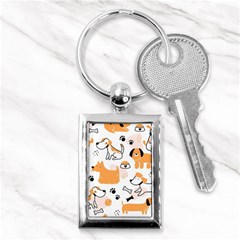 Seamless Pattern Of Cute Dog Puppy Cartoon Funny And Happy Key Chain (rectangle) by Wav3s