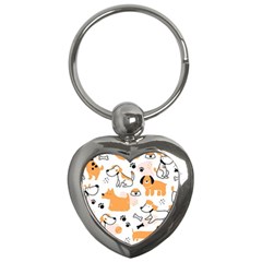 Seamless Pattern Of Cute Dog Puppy Cartoon Funny And Happy Key Chain (heart)