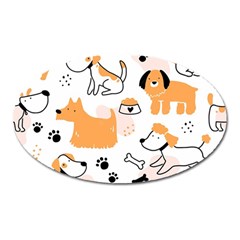 Seamless Pattern Of Cute Dog Puppy Cartoon Funny And Happy Oval Magnet by Wav3s