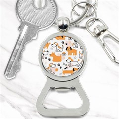 Seamless Pattern Of Cute Dog Puppy Cartoon Funny And Happy Bottle Opener Key Chain by Wav3s