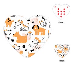 Seamless Pattern Of Cute Dog Puppy Cartoon Funny And Happy Playing Cards Single Design (heart)