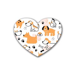 Seamless Pattern Of Cute Dog Puppy Cartoon Funny And Happy Rubber Coaster (heart)