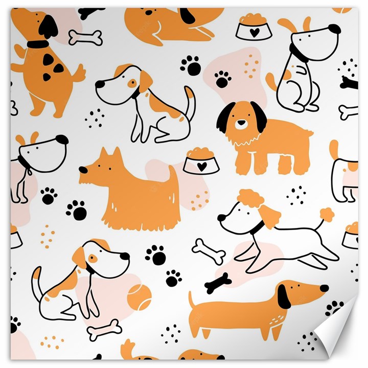 Seamless Pattern Of Cute Dog Puppy Cartoon Funny And Happy Canvas 12  x 12 