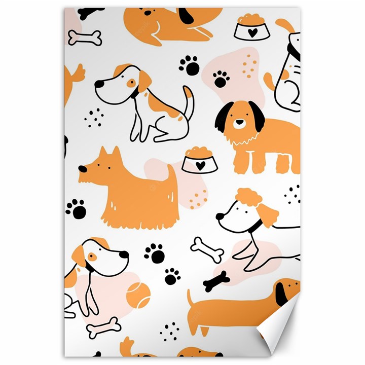 Seamless Pattern Of Cute Dog Puppy Cartoon Funny And Happy Canvas 20  x 30 