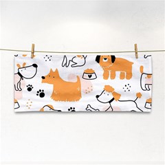 Seamless Pattern Of Cute Dog Puppy Cartoon Funny And Happy Hand Towel by Wav3s