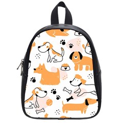 Seamless Pattern Of Cute Dog Puppy Cartoon Funny And Happy School Bag (small) by Wav3s