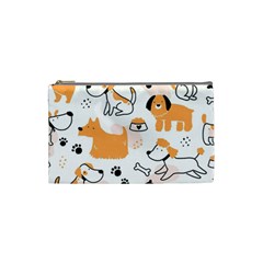 Seamless Pattern Of Cute Dog Puppy Cartoon Funny And Happy Cosmetic Bag (small) by Wav3s