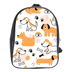 Seamless Pattern Of Cute Dog Puppy Cartoon Funny And Happy School Bag (large) by Wav3s