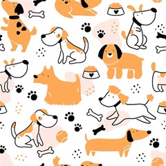 Seamless Pattern Of Cute Dog Puppy Cartoon Funny And Happy Play Mat (square) by Wav3s