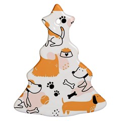 Seamless Pattern Of Cute Dog Puppy Cartoon Funny And Happy Christmas Tree Ornament (two Sides)