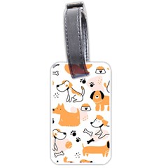 Seamless Pattern Of Cute Dog Puppy Cartoon Funny And Happy Luggage Tag (one Side) by Wav3s