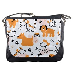 Seamless Pattern Of Cute Dog Puppy Cartoon Funny And Happy Messenger Bag by Wav3s