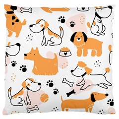 Seamless Pattern Of Cute Dog Puppy Cartoon Funny And Happy Large Cushion Case (one Side)