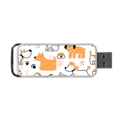 Seamless Pattern Of Cute Dog Puppy Cartoon Funny And Happy Portable Usb Flash (one Side) by Wav3s