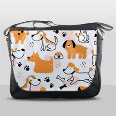 Seamless Pattern Of Cute Dog Puppy Cartoon Funny And Happy Messenger Bag by Wav3s