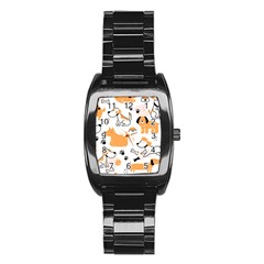 Seamless Pattern Of Cute Dog Puppy Cartoon Funny And Happy Stainless Steel Barrel Watch by Wav3s