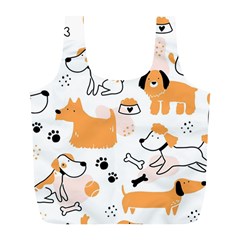 Seamless Pattern Of Cute Dog Puppy Cartoon Funny And Happy Full Print Recycle Bag (l) by Wav3s