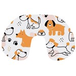 Seamless Pattern Of Cute Dog Puppy Cartoon Funny And Happy Travel Neck Pillow Front