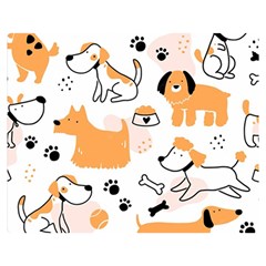 Seamless Pattern Of Cute Dog Puppy Cartoon Funny And Happy Two Sides Premium Plush Fleece Blanket (medium)