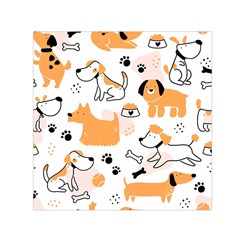 Seamless Pattern Of Cute Dog Puppy Cartoon Funny And Happy Square Satin Scarf (30  X 30 ) by Wav3s