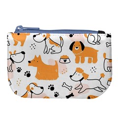 Seamless Pattern Of Cute Dog Puppy Cartoon Funny And Happy Large Coin Purse by Wav3s