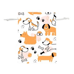 Seamless Pattern Of Cute Dog Puppy Cartoon Funny And Happy Lightweight Drawstring Pouch (l) by Wav3s