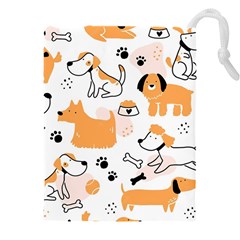 Seamless Pattern Of Cute Dog Puppy Cartoon Funny And Happy Drawstring Pouch (4xl) by Wav3s