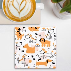 Seamless Pattern Of Cute Dog Puppy Cartoon Funny And Happy Uv Print Square Tile Coaster  by Wav3s