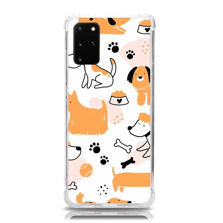 Seamless Pattern Of Cute Dog Puppy Cartoon Funny And Happy Samsung Galaxy S20Plus 6.7 Inch TPU UV Case