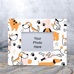 Seamless Pattern Of Cute Dog Puppy Cartoon Funny And Happy White Tabletop Photo Frame 4 x6  by Wav3s