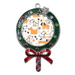 Seamless Pattern Of Cute Dog Puppy Cartoon Funny And Happy Metal X Mas Lollipop with Crystal Ornament Front