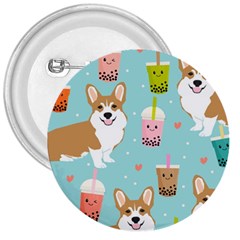 Welsh Corgi Boba Tea Bubble Cute Kawaii Dog Breed 3  Buttons by Wav3s