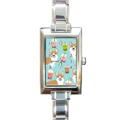 Welsh Corgi Boba Tea Bubble Cute Kawaii Dog Breed Rectangle Italian Charm Watch by Wav3s