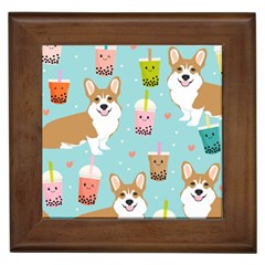 Welsh Corgi Boba Tea Bubble Cute Kawaii Dog Breed Framed Tile by Wav3s